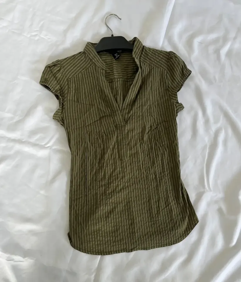 Women's Olive Green Striped Blouse