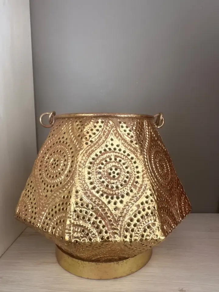 Golden Moroccan Style Lantern Candle Holder