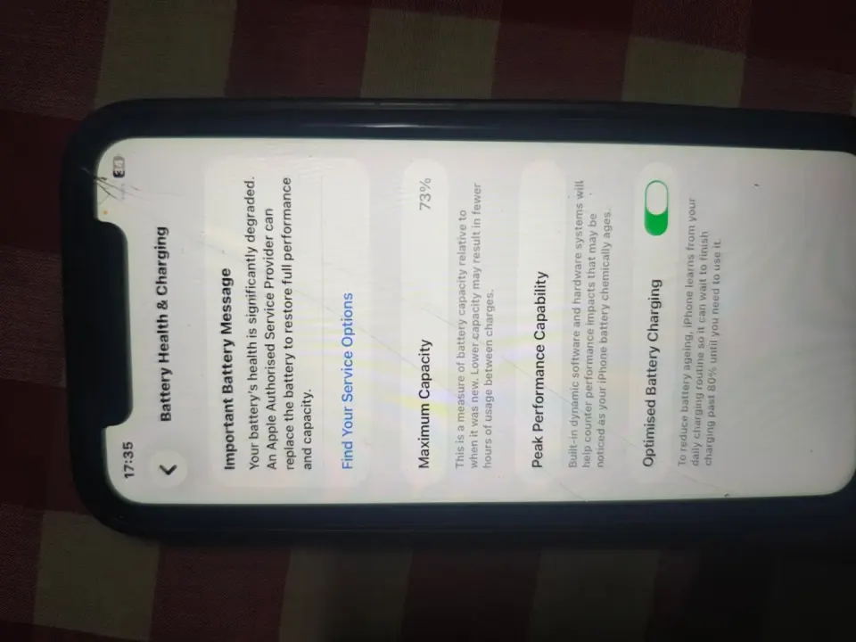 iPhone with 73% Battery Health