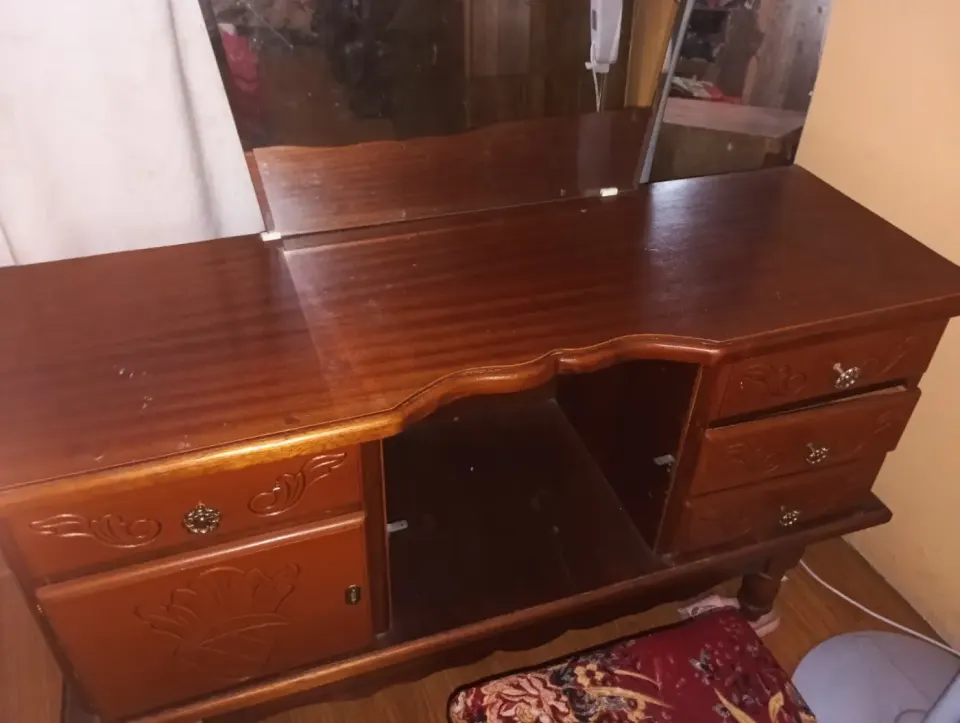 Coiffeuse Antique avec Miroir et Tiroirs