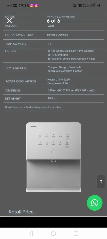 Coway Windy 3 RO Water Purifier