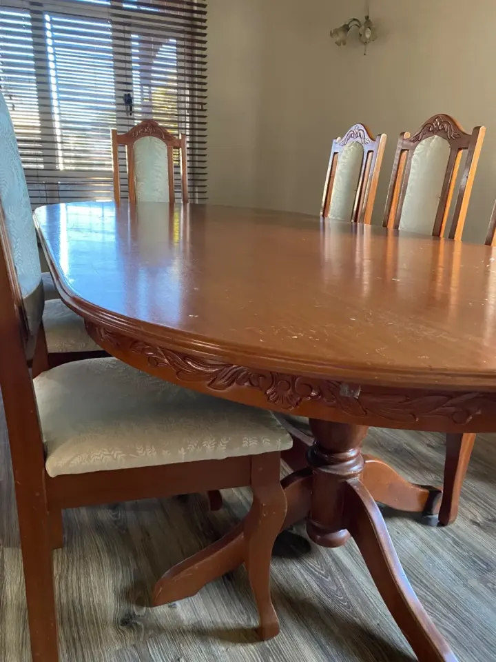 Wooden Dining Table with 8 Chairs