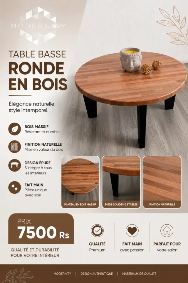 Modernity Round Solid Wood Coffee Table