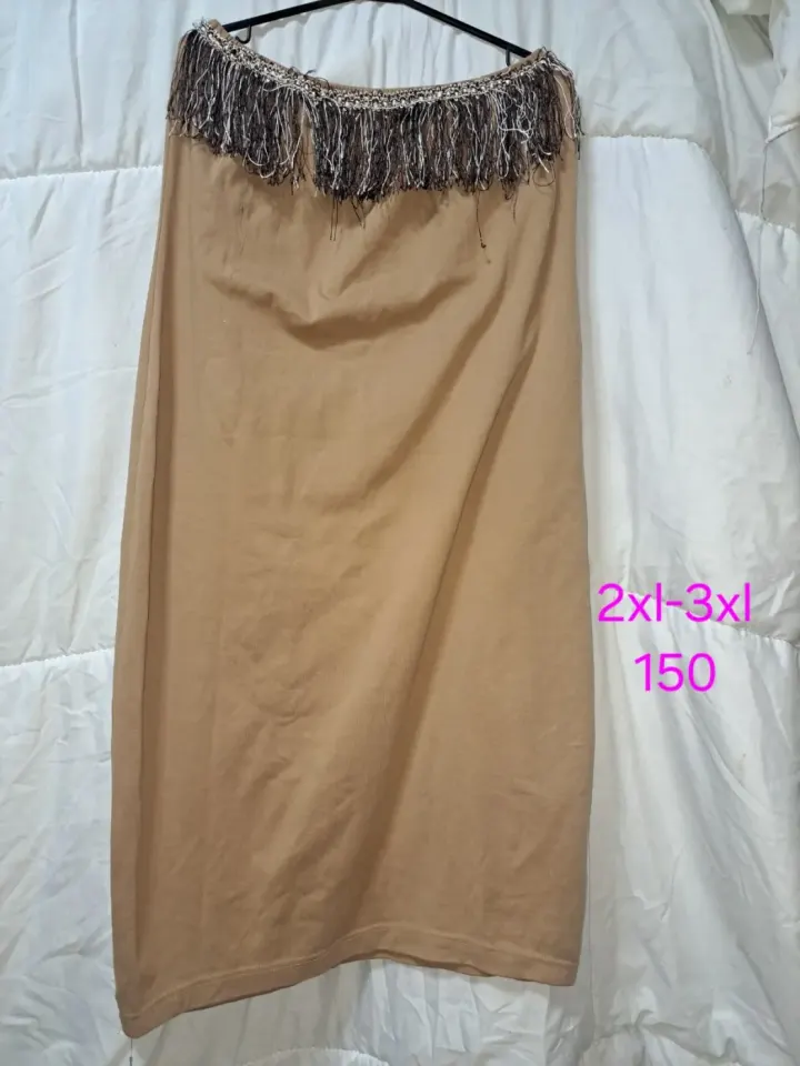 Jupe Grande Taille Beige avec Détail Franges
