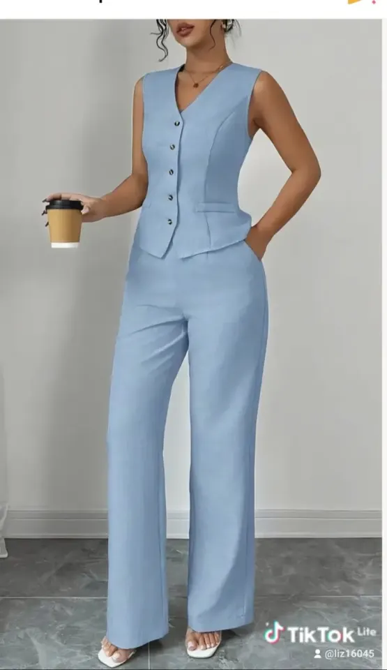 Ansanm Vès San Manz Ble Klair ek Pantalon Lard Lazam