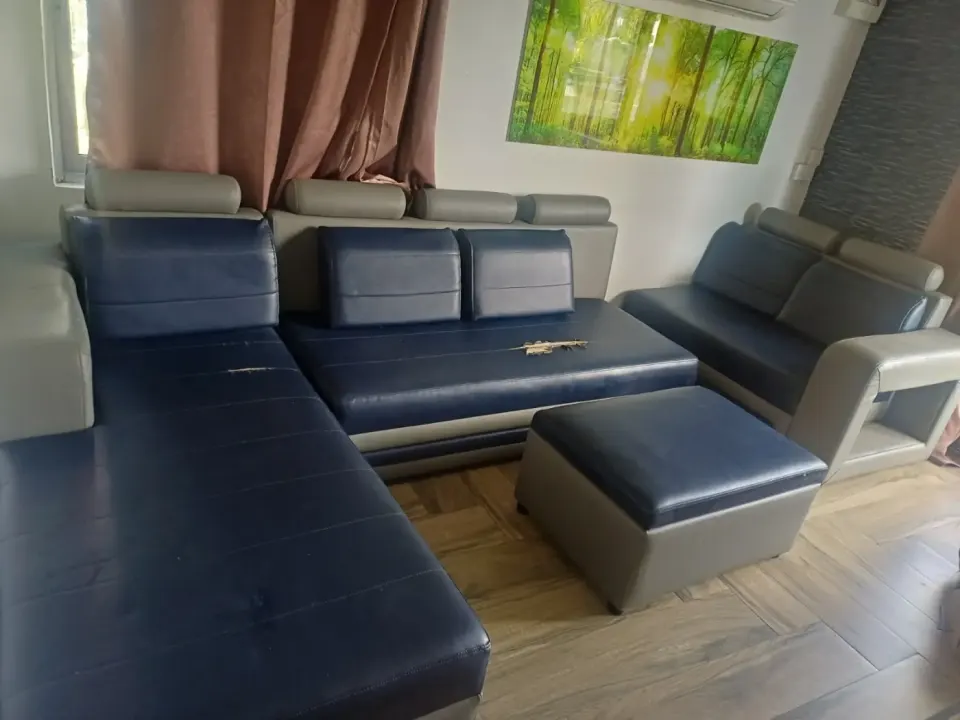 L-Shaped Sofa Set with Ottoman
