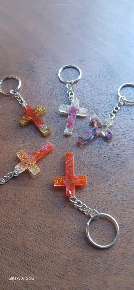 Handmade Resin Cross Keychains