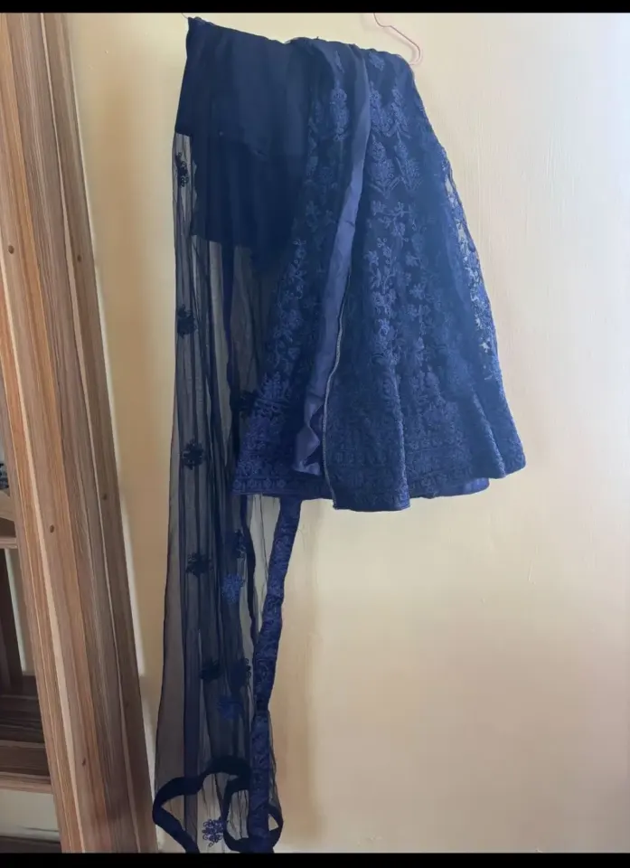 Lehenga bleu non cousu