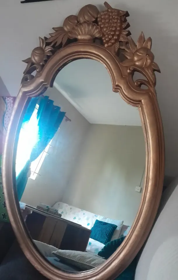 Ancien Miroir Mural Dore Orne