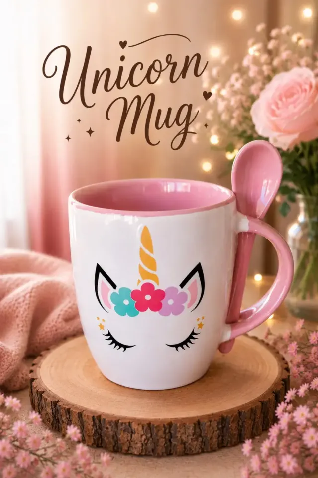 Unicorn Mug with Spoon