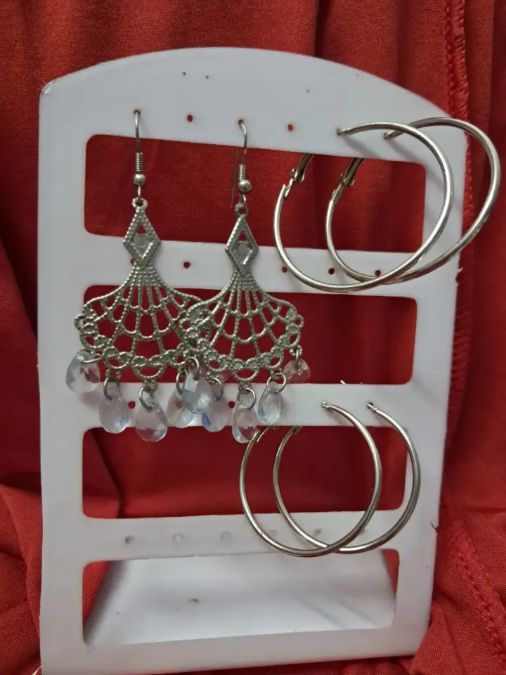 Silver Earrings Set - Hoops & Dangle