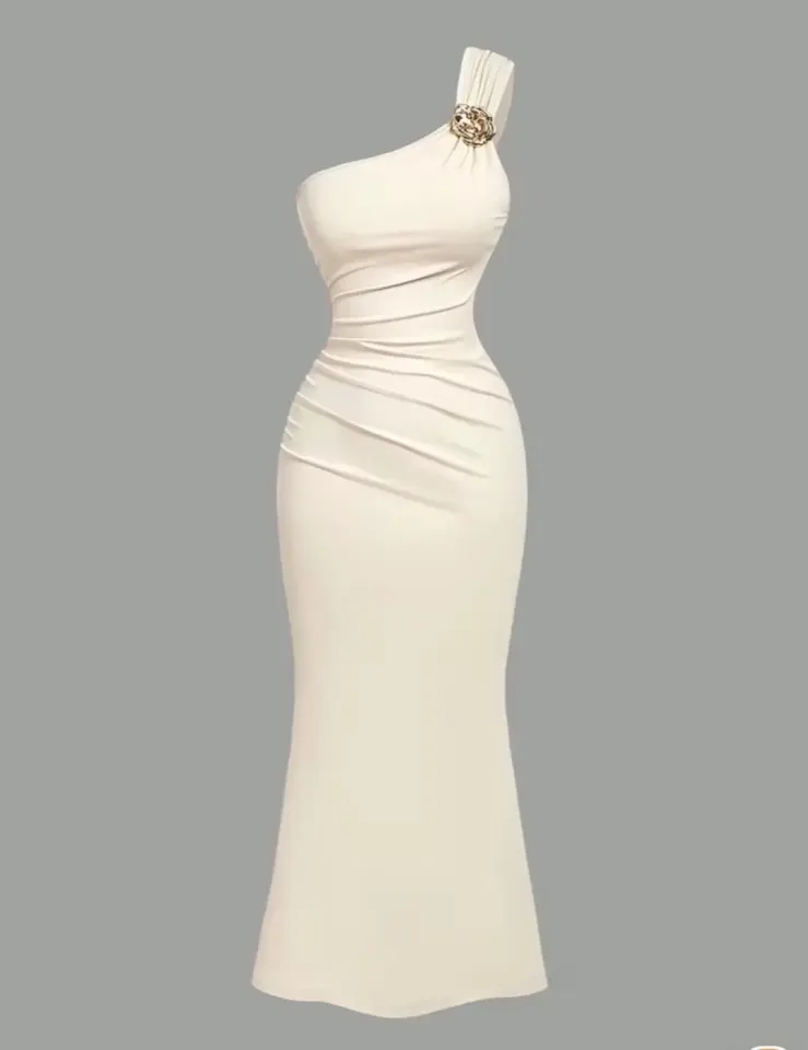 Robe Longue Elegant avek enn Sel Lepol ek Fronse