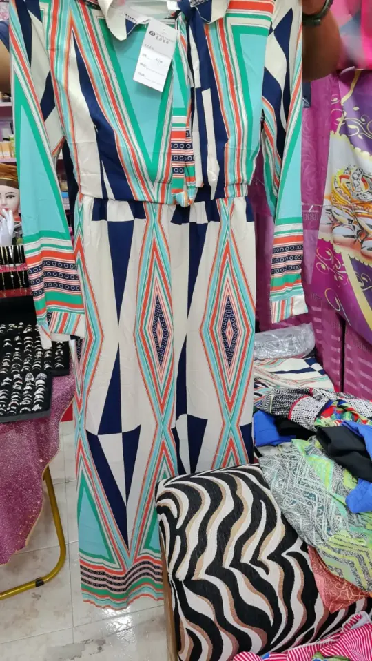 Robe longue imprimé géométrique coloré