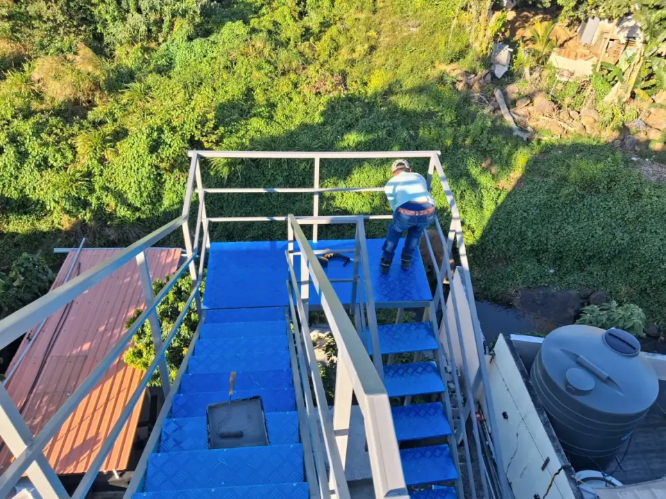 Metal Staircase with Handrails