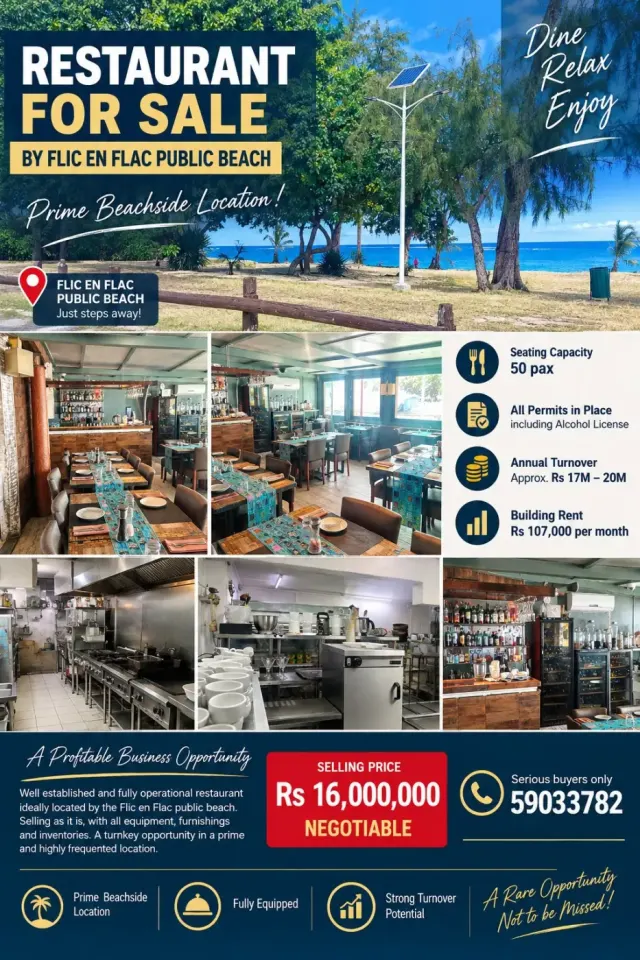 Restoran Pou Vande Pre Plaz Piblik Flic en Flac