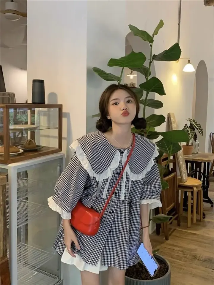 Blouz Kol Volan Gingham