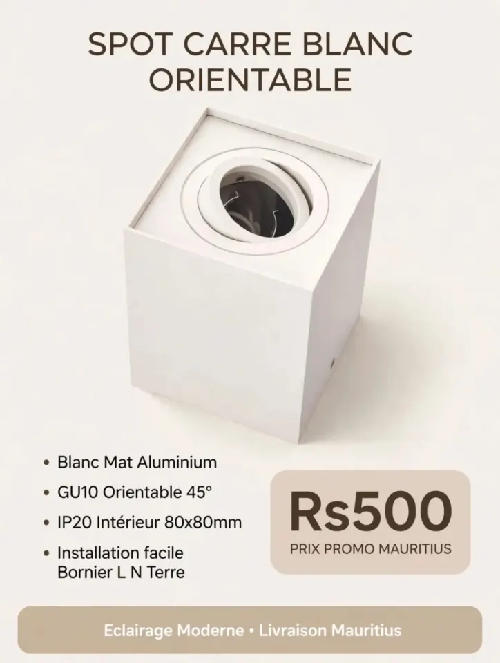 White Adjustable Square Spot Light GU10