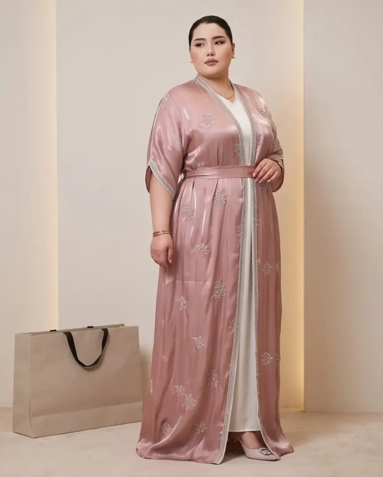 Abaya Roz Elegant avek Broderi