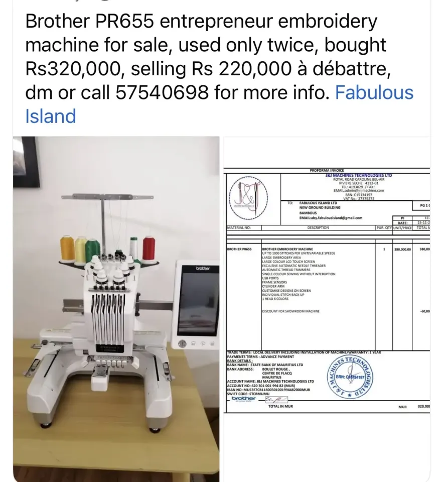 Machine à broder Brother PR655 Entrepreneur