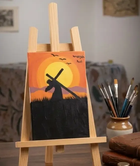 Tableau Religieux Coucher de Soleil sur Mini Chevalet