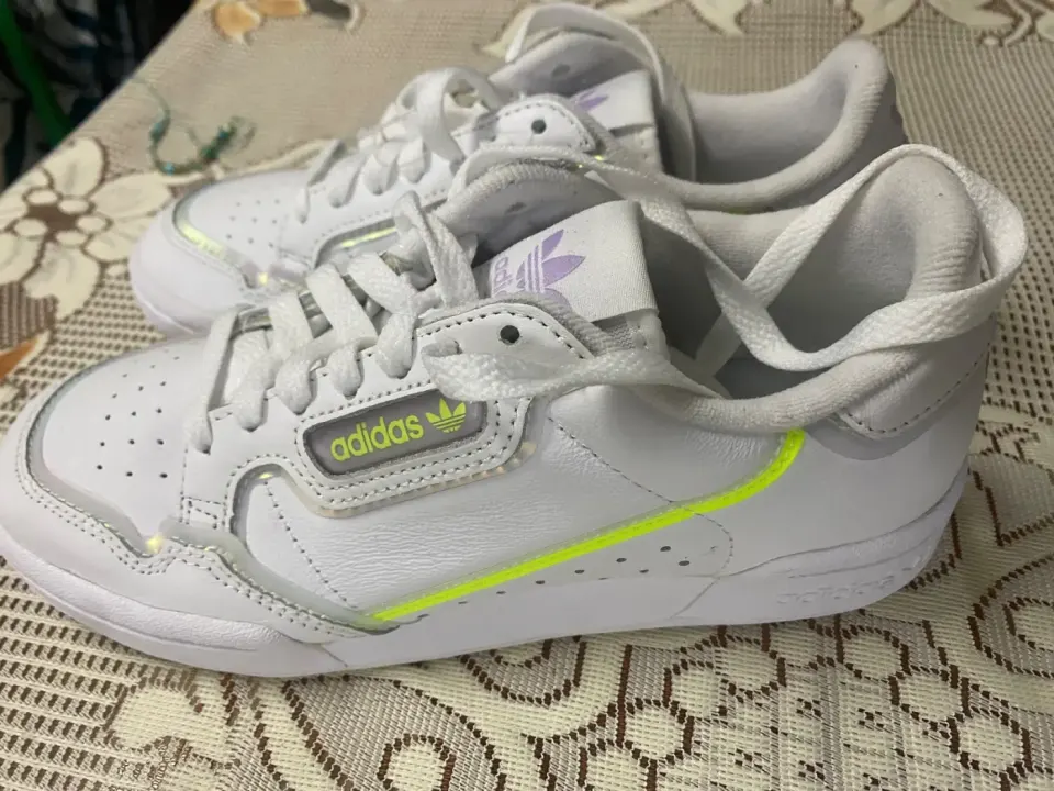 Adidas Continental 80 Sneakers - White with Neon Accents
