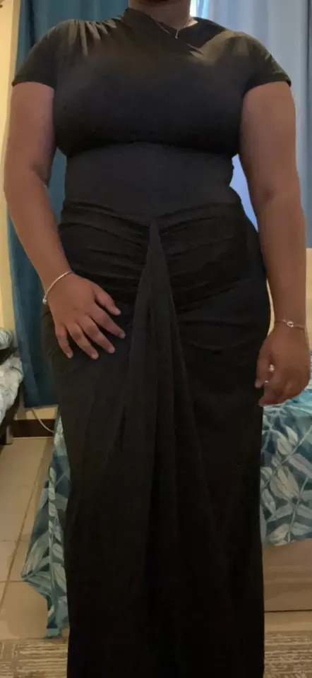 Elegant Black Ruched Maxi Dress