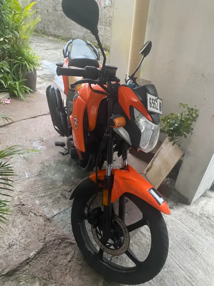 Orange motorcycle in good condition