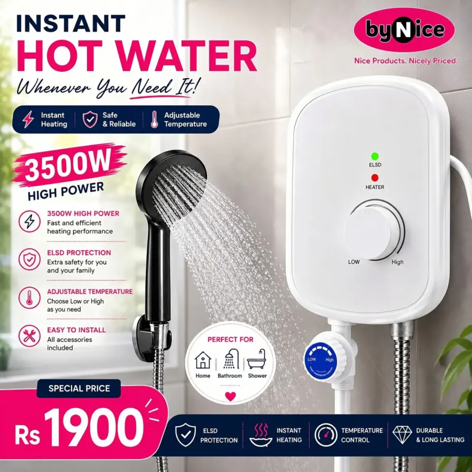 byNice 3500W Instant Hot Water Heater with Shower Head