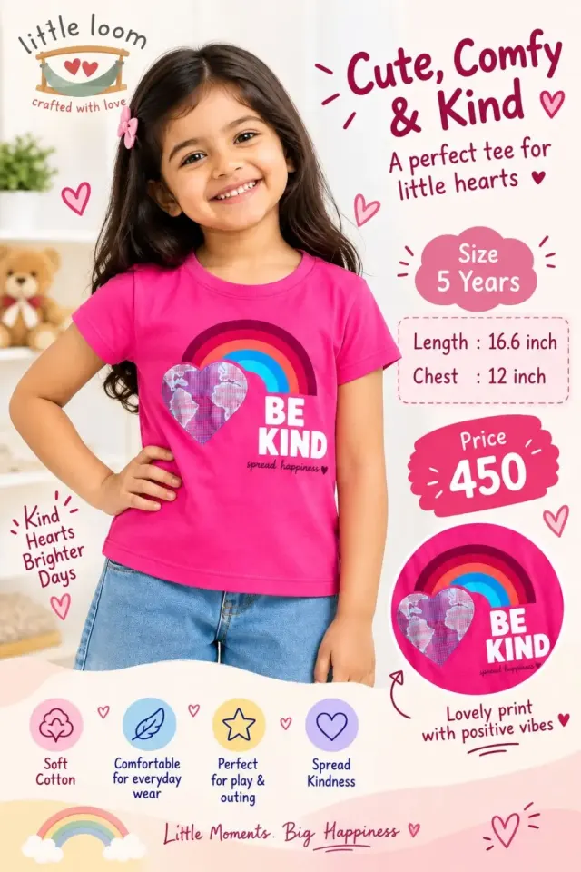 T-shirt Zanfan 'Be Kind' Little Loom - Tay 5 An