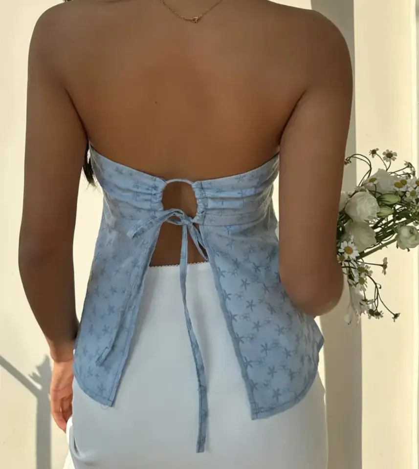 Haut bustier floral vert clair, la photo est juste une référence