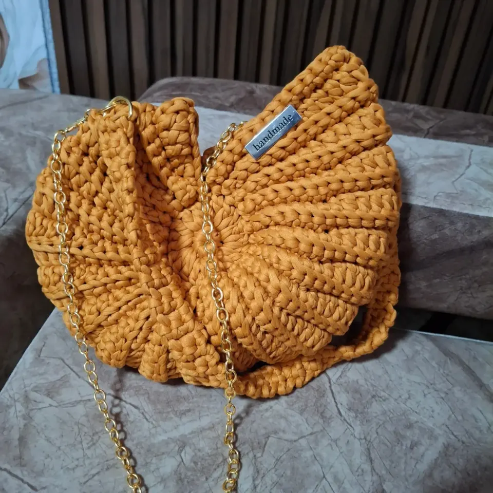 Handmade Orange Crocheted Handbag