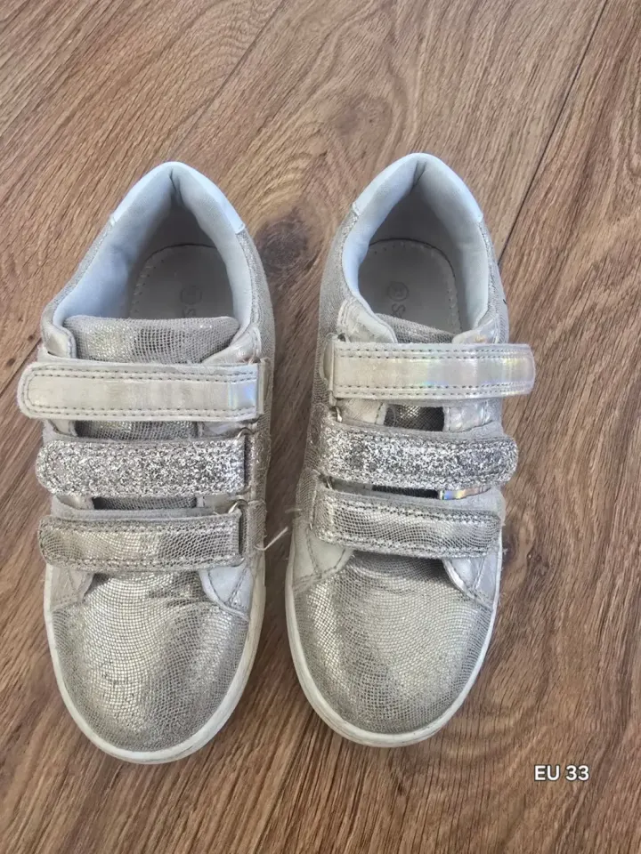 Kids' Gold Glitter Velcro Sneakers EU 33