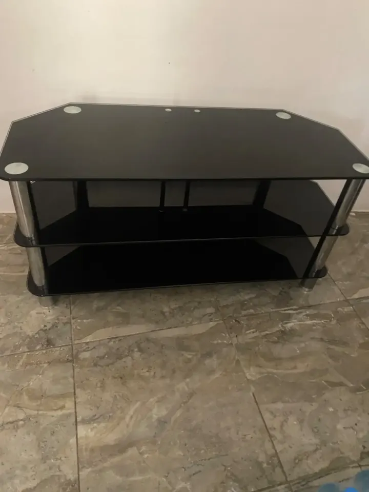 Meuble TV / Unité multimédia en verre noir