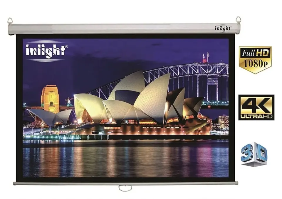 Inlight Roll-Down Projector Screen - Full HD 1080p, 4K, 3D