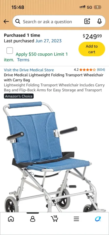 Drive Medical Lightweight Folding Wheelchair
