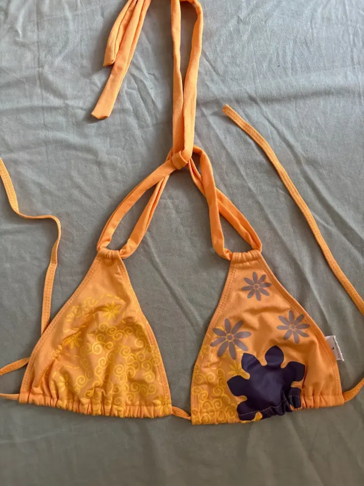 Haut Bikini Oranz avek Desen Flè