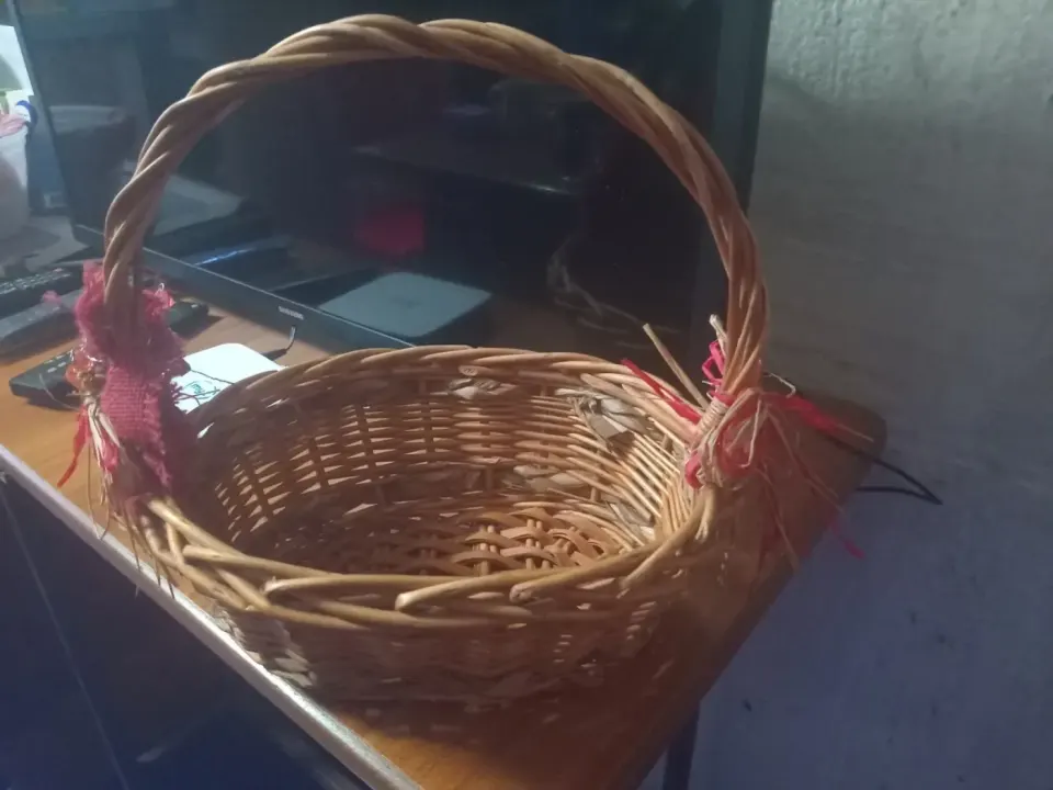 Woven Wicker Basket with Handle