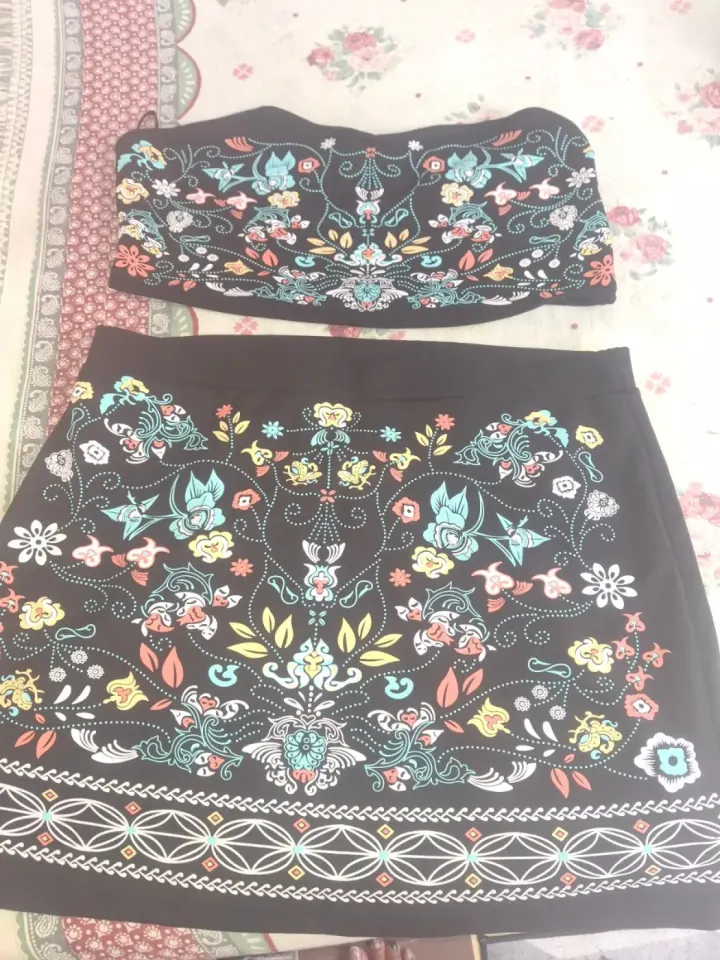 Floral print skirt and crop top set
