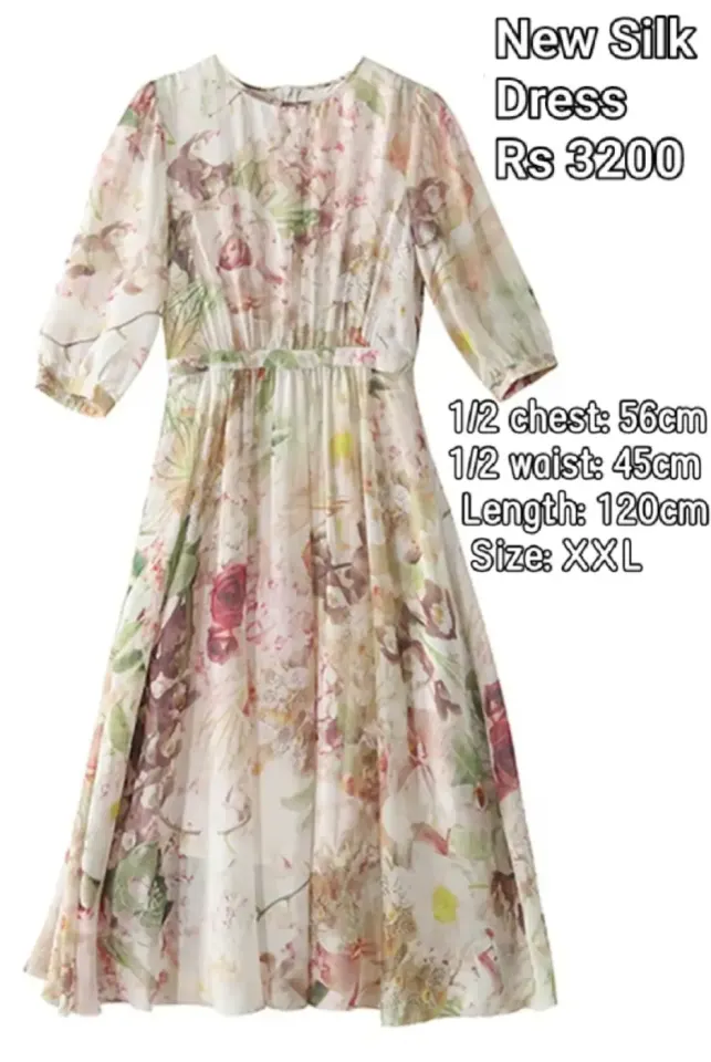 Robe Neuve en Soie Imprimé Floral - Taille XXL