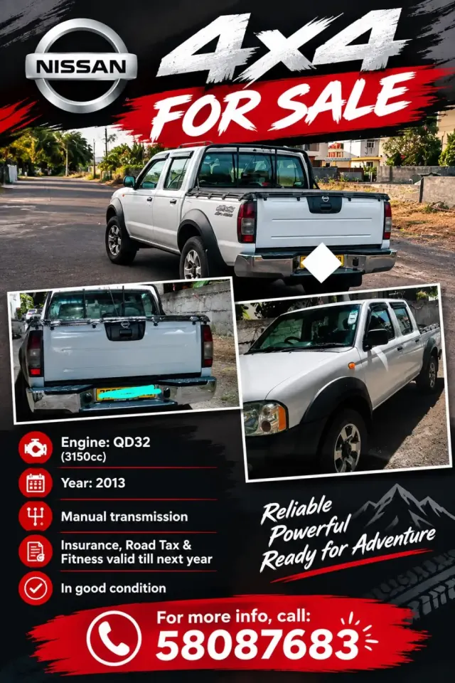 Nissan 4x4 Pickup Truck - QD32 Manuel 2013
