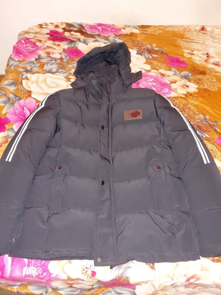 Black puffer jacket with hood