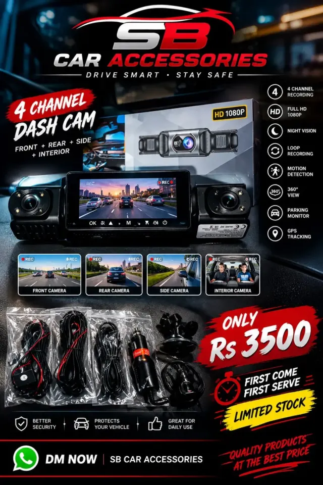 4 Channel Full HD 1080P Dash Cam with GPS Tracking
