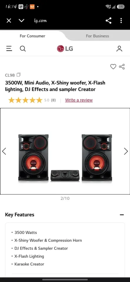 Système audio LG CL98 3500W Bluetooth avec effets DJ