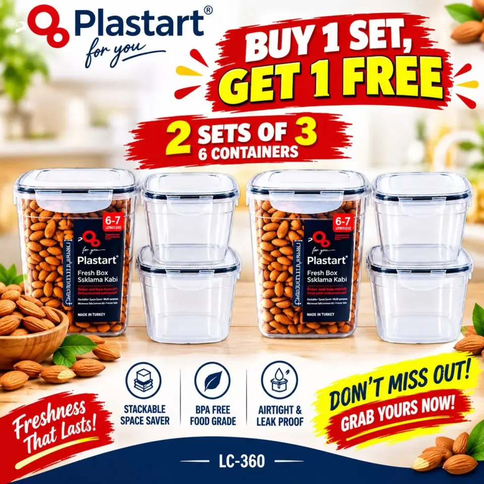 Plastart Fresh Box Food Containers - 2 Sets of 3 (6 pcs)
