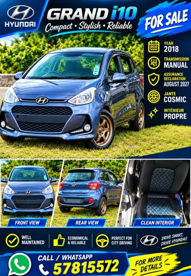Hyundai Grand i10 - Manuelle 2018, Bien Entretenue
