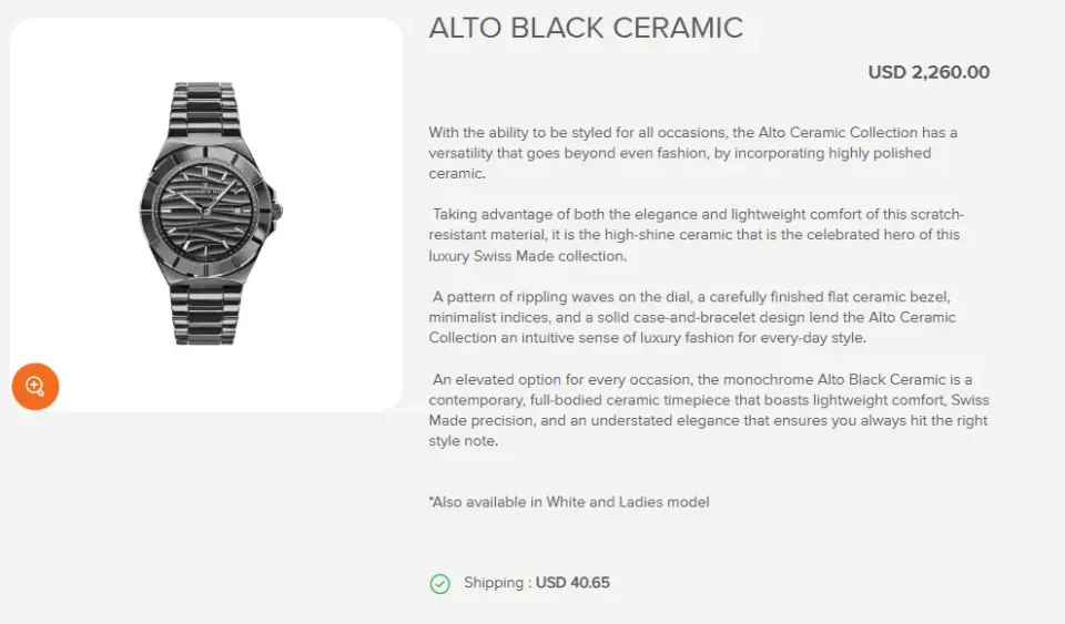 Alto Black Ceramic Watch