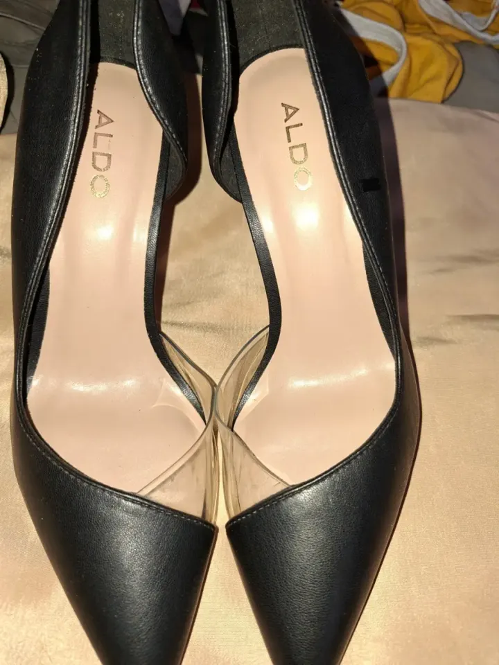 Aldo Black Pointed Toe Heels with Clear Sides