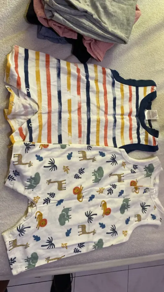 Baby Rompers - Striped & Safari Print (Set of 2)