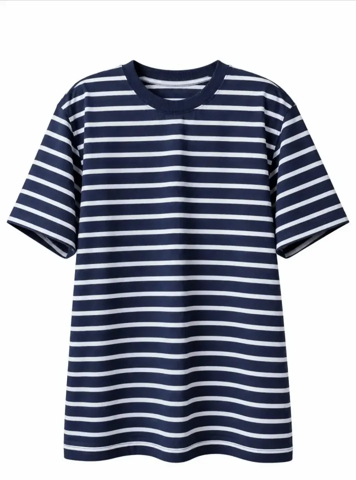 T-Shirt Marinn Ble ek Blan Raye