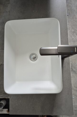 Meuble Lavabo Double (2 vasques + 2 robinets inclus) / Double Sink Vanity Unit (2 countertop basins + 2 taps included)